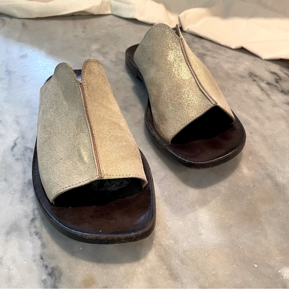 Roxane Nicholes for Cydwok Metallic Gold Open-Toe Sandals